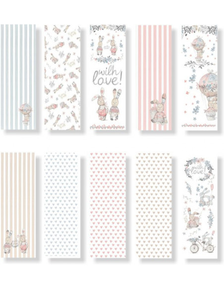 Set 10 Papel Scrapbooking Artesano Premium CONEJOS 10,5X30,5CM. A 280 GR.  PSAC015